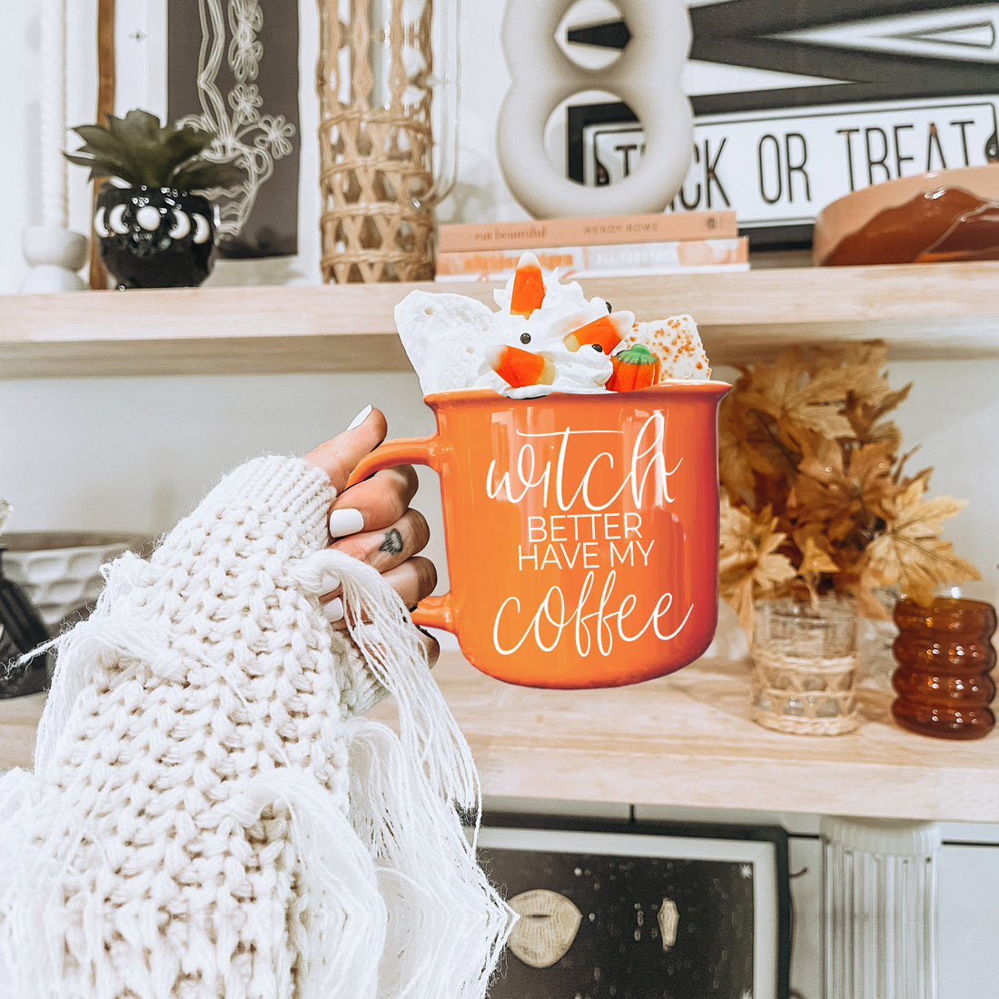 Mother's Halloween Coffee Mug Witchy Design
October Coffee Cup Witch Theme Orange
Must Have Halloween Coffee Mug